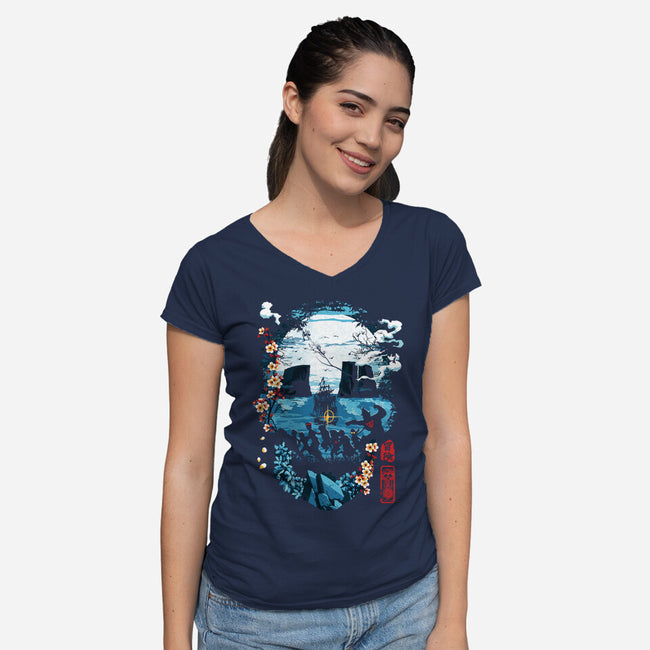 Night In Astoria-Womens-V-Neck-Tee-Arinesart