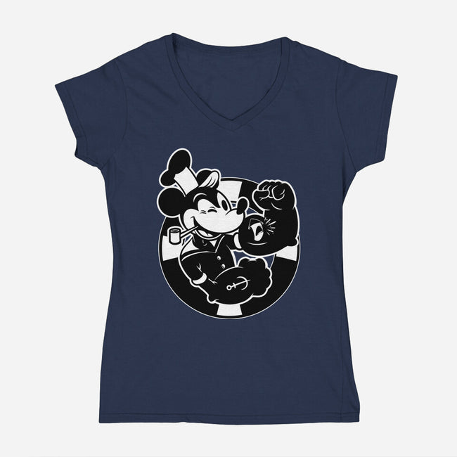 Animation Mouse Sailor-Womens-V-Neck-Tee-Studio Mootant