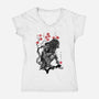 Jungle Hunter Sumi-e-Womens-V-Neck-Tee-DrMonekers