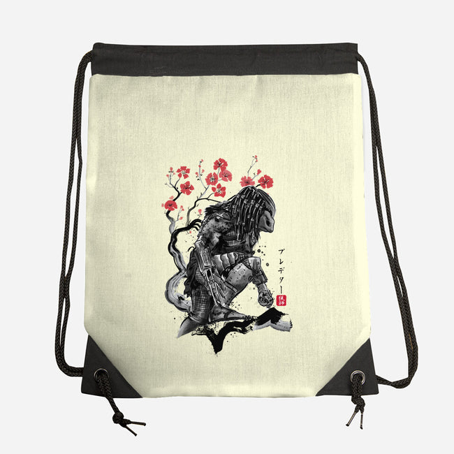 Jungle Hunter Sumi-e-None-Drawstring-Bag-DrMonekers