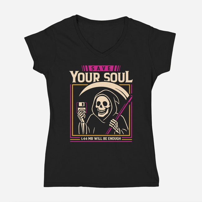 Save Your Soul-Womens-V-Neck-Tee-sachpica