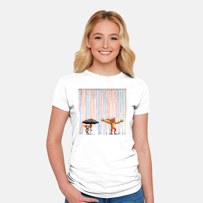 Colorful Rain-Womens-Fitted-Tee-Raffiti