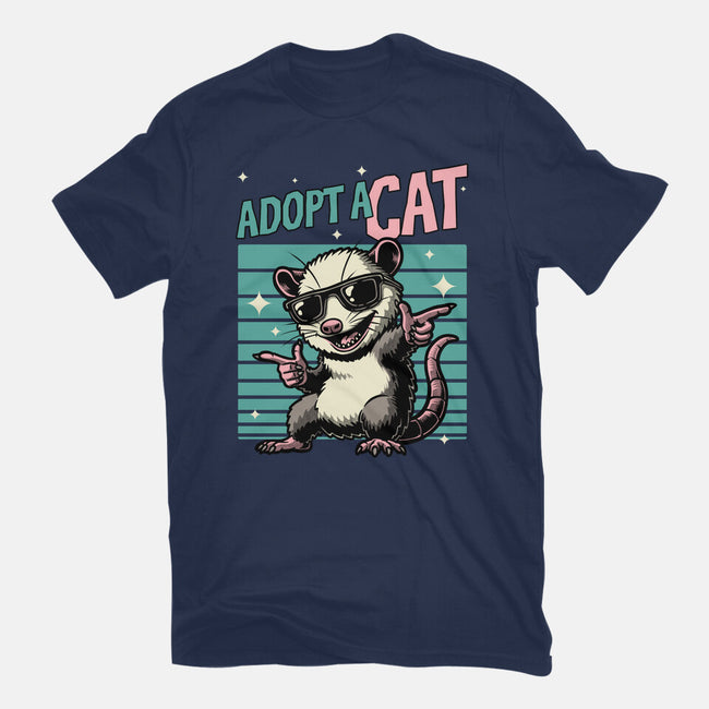 Possum Adopt A Cat-Womens-Basic-Tee-Studio Mootant