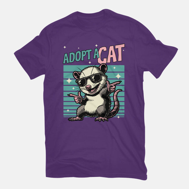 Possum Adopt A Cat-Womens-Basic-Tee-Studio Mootant