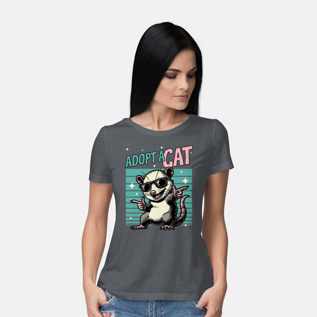 Possum Adopt A Cat-Womens-Basic-Tee-Studio Mootant