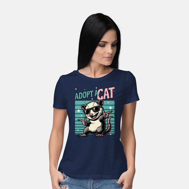 Possum Adopt A Cat-Womens-Basic-Tee-Studio Mootant