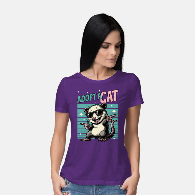 Possum Adopt A Cat-Womens-Basic-Tee-Studio Mootant