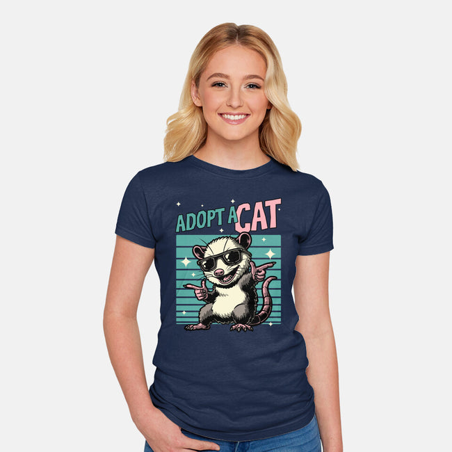 Possum Adopt A Cat-Womens-Fitted-Tee-Studio Mootant
