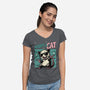 Possum Adopt A Cat-Womens-V-Neck-Tee-Studio Mootant
