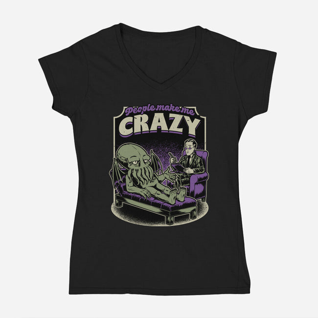 Lovecraft Cthulhu Therapy-Womens-V-Neck-Tee-Studio Mootant