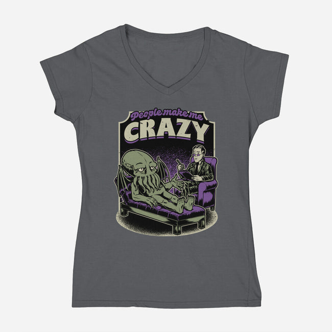 Lovecraft Cthulhu Therapy-Womens-V-Neck-Tee-Studio Mootant