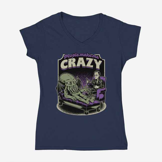 Lovecraft Cthulhu Therapy-Womens-V-Neck-Tee-Studio Mootant
