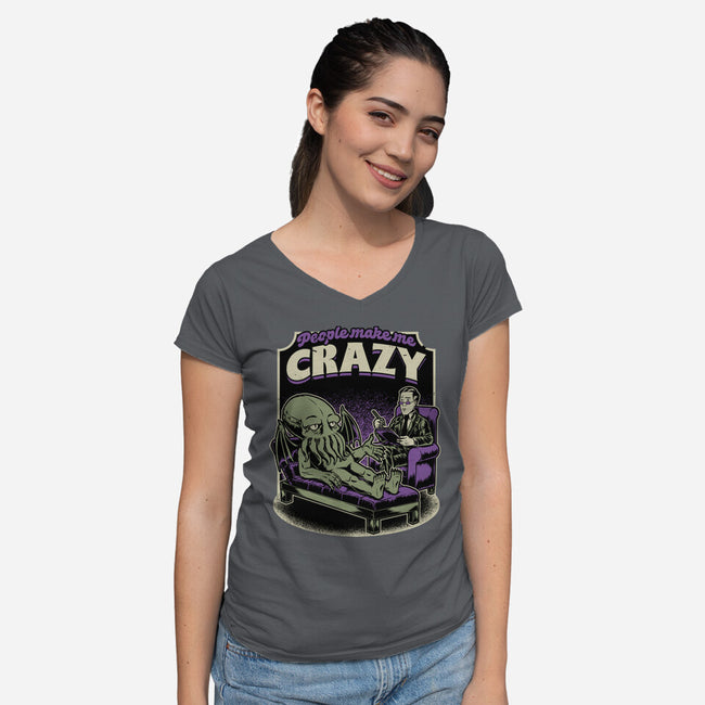 Lovecraft Cthulhu Therapy-Womens-V-Neck-Tee-Studio Mootant