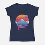 Retro Wave Fuji-Womens-V-Neck-Tee-vp021