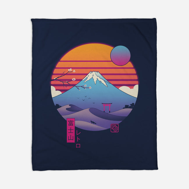 Retro Wave Fuji-None-Fleece-Blanket-vp021