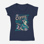 Coffee Mermaid-Womens-V-Neck-Tee-Nemons