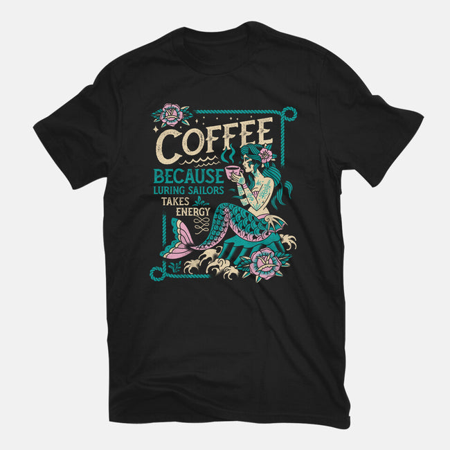 Coffee Mermaid-Youth-Basic-Tee-Nemons