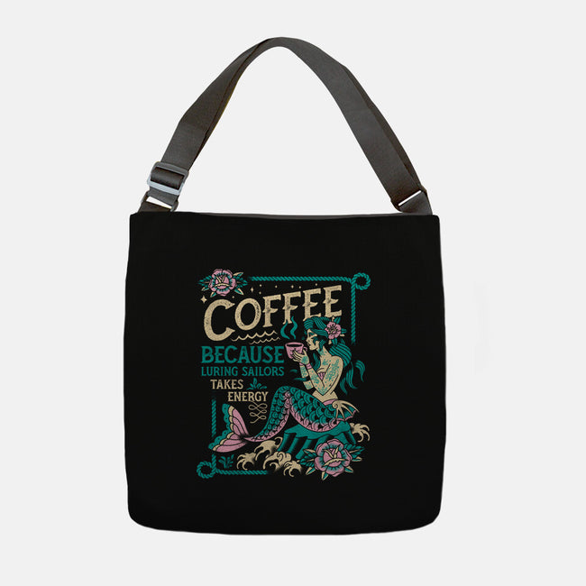 Coffee Mermaid-None-Adjustable Tote-Bag-Nemons