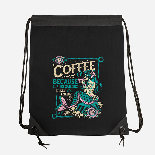 Coffee Mermaid-None-Drawstring-Bag-Nemons