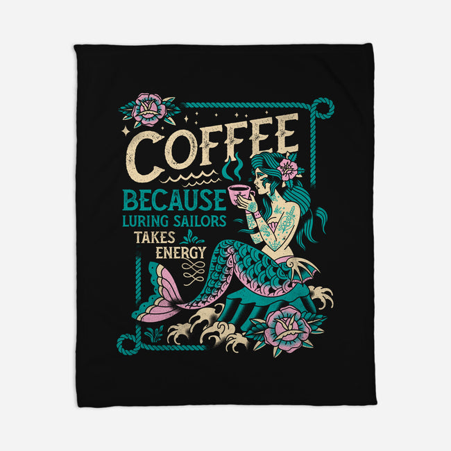 Coffee Mermaid-None-Fleece-Blanket-Nemons