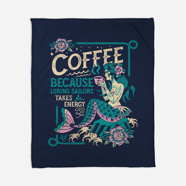 Coffee Mermaid-None-Fleece-Blanket-Nemons