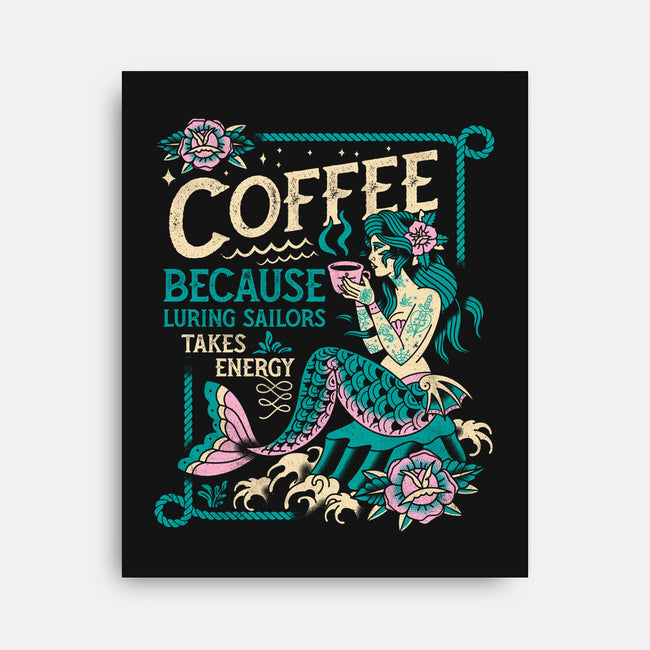 Coffee Mermaid-None-Stretched-Canvas-Nemons