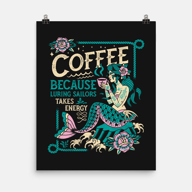 Coffee Mermaid-None-Matte-Poster-Nemons