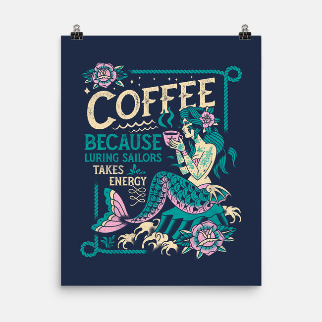 Coffee Mermaid-None-Matte-Poster-Nemons
