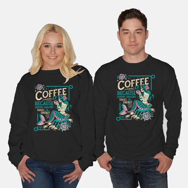 Coffee Mermaid-Unisex-Crew Neck-Sweatshirt-Nemons