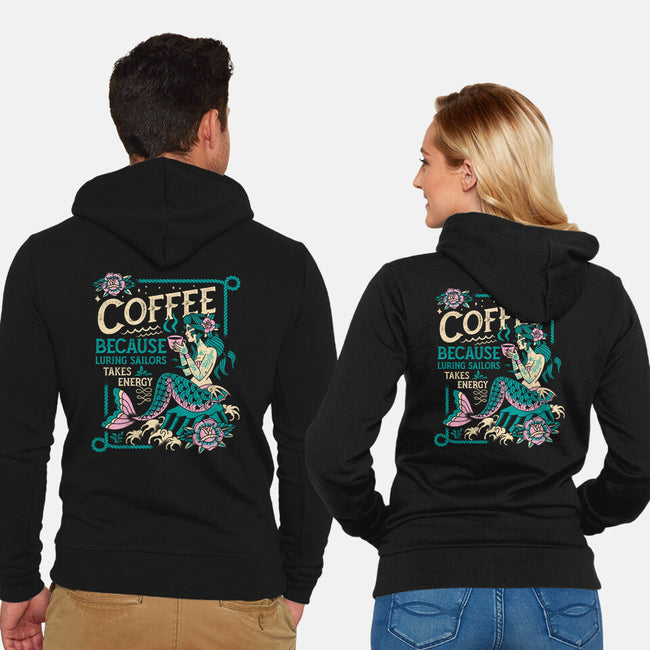 Coffee Mermaid-Unisex-Zip-Up-Sweatshirt-Nemons