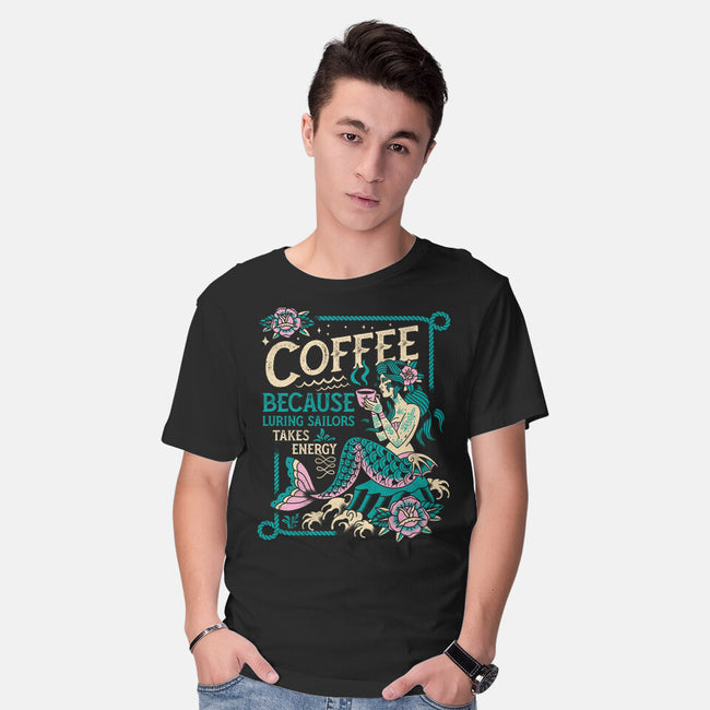 Coffee Mermaid-Mens-Basic-Tee-Nemons