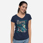 Coffee Mermaid-Womens-V-Neck-Tee-Nemons
