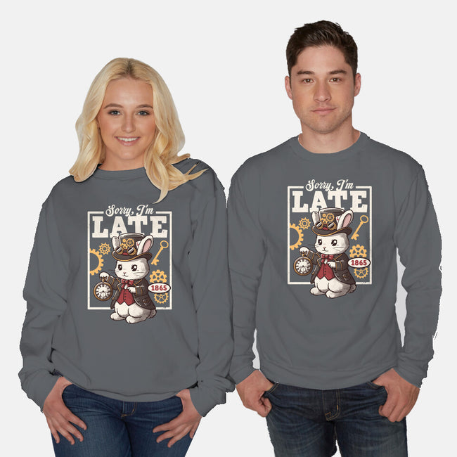 Steampunk White Rabbit-Unisex-Crew Neck-Sweatshirt-NemiMakeit