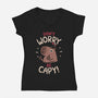 Don't Worry Be Capy-Womens-V-Neck-Tee-rarpoint