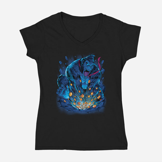 Gold Gorilla-Womens-V-Neck-Tee-Bruno Mota