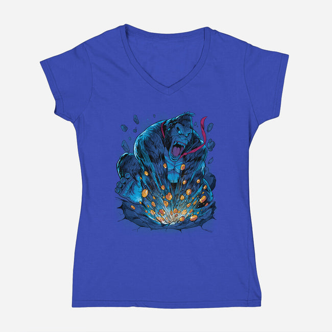 Gold Gorilla-Womens-V-Neck-Tee-Bruno Mota