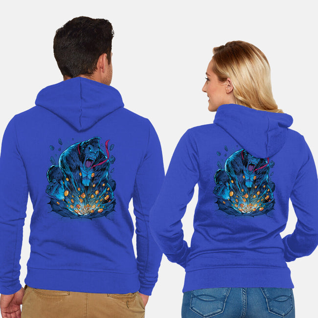 Gold Gorilla-Unisex-Zip-Up-Sweatshirt-Bruno Mota