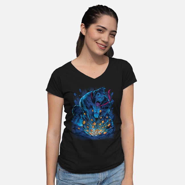 Gold Gorilla-Womens-V-Neck-Tee-Bruno Mota
