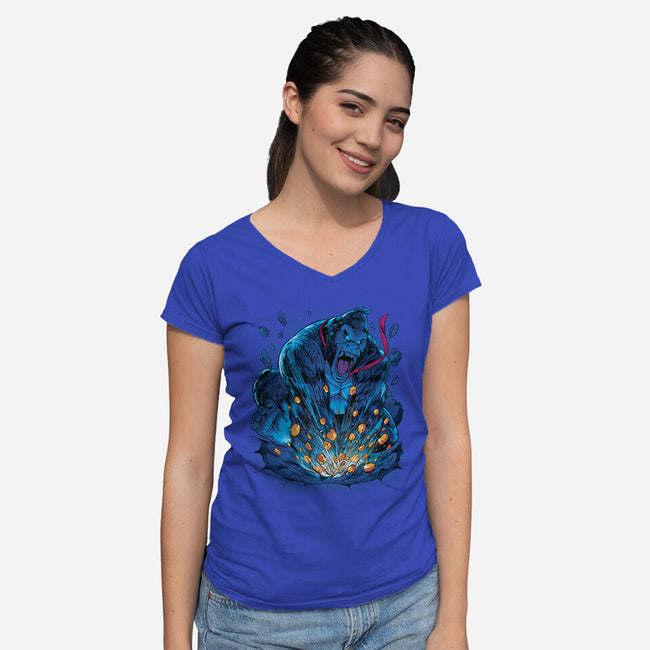 Gold Gorilla-Womens-V-Neck-Tee-Bruno Mota