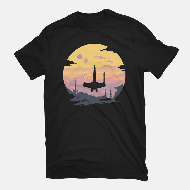 Rogue Fighter-Womens-Fitted-Tee-rocketman_art