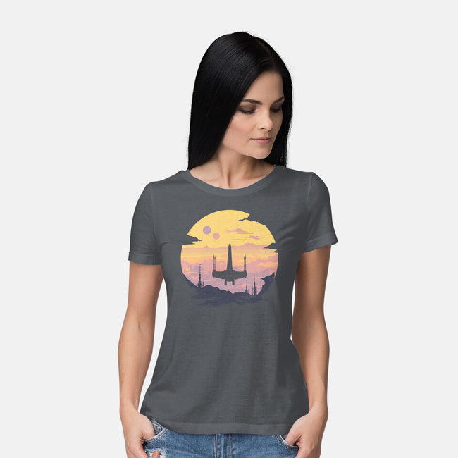 Rogue Fighter-Womens-Basic-Tee-rocketman_art