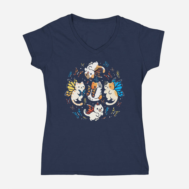 Fairy Kittens-Womens-V-Neck-Tee-Vallina84