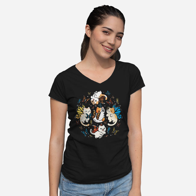 Fairy Kittens-Womens-V-Neck-Tee-Vallina84
