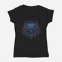 Neon Line-Art Wolfborn Crest-Womens-V-Neck-Tee-Astrobot Invention
