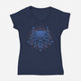 Neon Line-Art Wolfborn Crest-Womens-V-Neck-Tee-Astrobot Invention