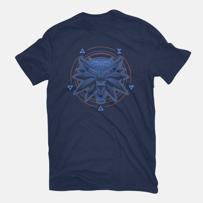 Neon Line-Art Wolfborn Crest-Womens-Basic-Tee-Astrobot Invention