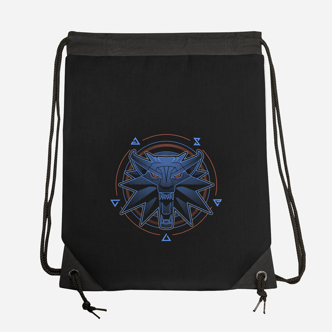 Neon Line-Art Wolfborn Crest-None-Drawstring-Bag-Astrobot Invention