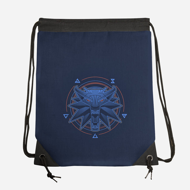 Neon Line-Art Wolfborn Crest-None-Drawstring-Bag-Astrobot Invention