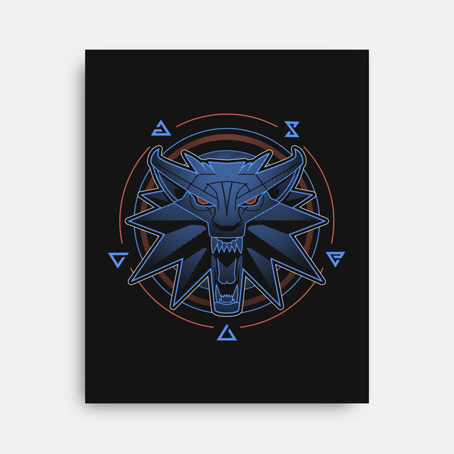 Neon Line-Art Wolfborn Crest-None-Stretched-Canvas-Astrobot Invention