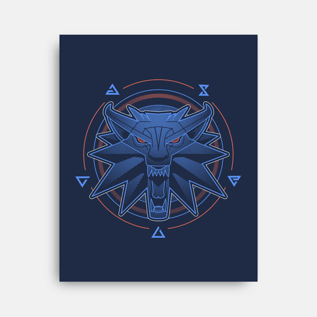 Neon Line-Art Wolfborn Crest-None-Stretched-Canvas-Astrobot Invention